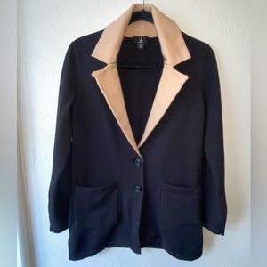 🔴 J Jason Wu Double Knit Jacket Black w Camel; FITS sizes 4,6,8